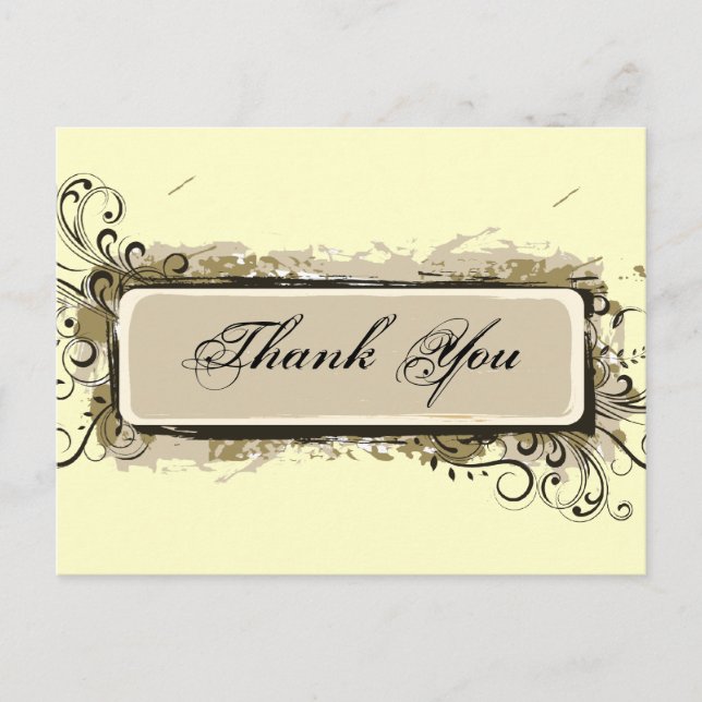 Abstract Floral Thank You Postcard (Front)