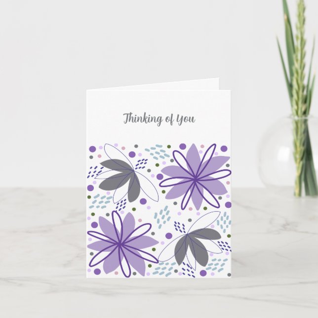 Abstract Floral Thinking of You Card (Front)