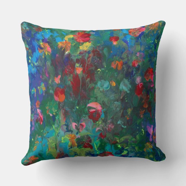 Abstract Floral Throw Pillow (Back)