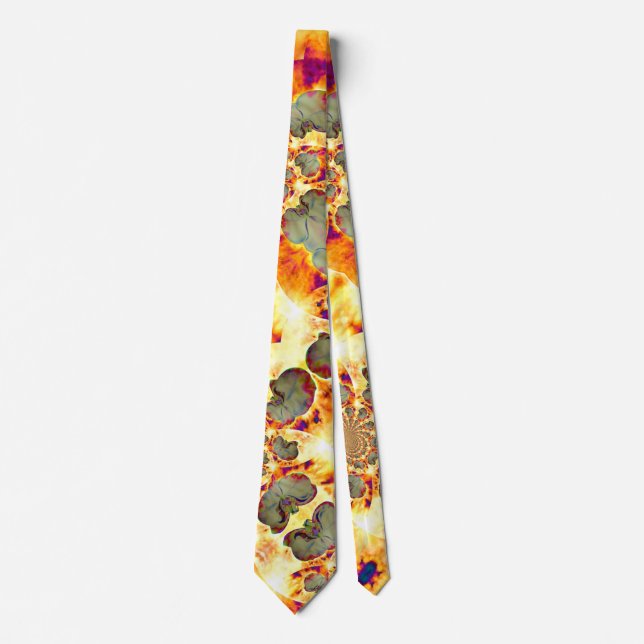 Abstract floral tropical orchid painting neck tie (Front)