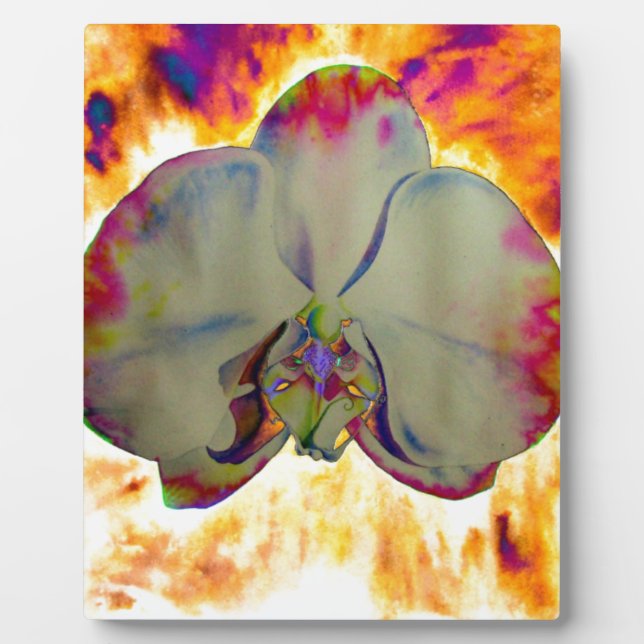 Abstract floral tropical orchid painting plaque (Front)