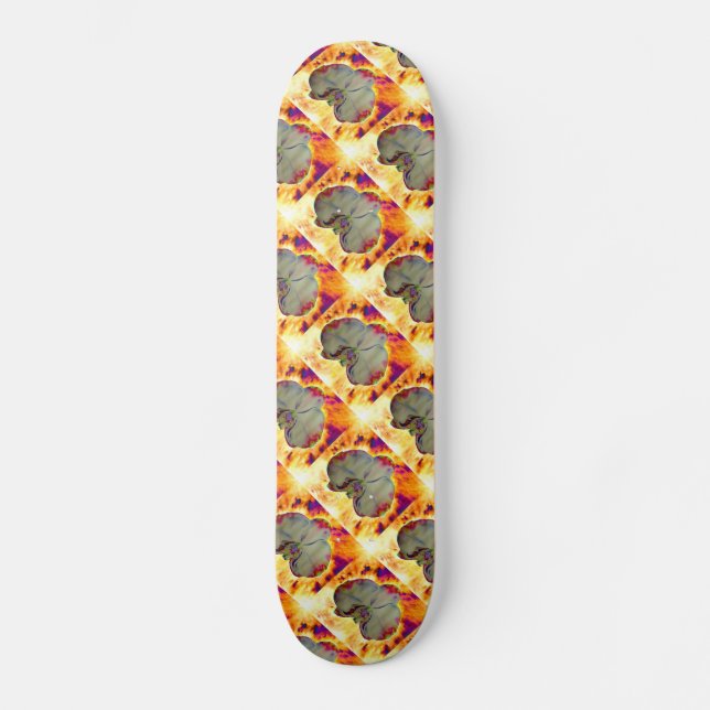 Abstract floral tropical orchid painting skateboard deck (Front)