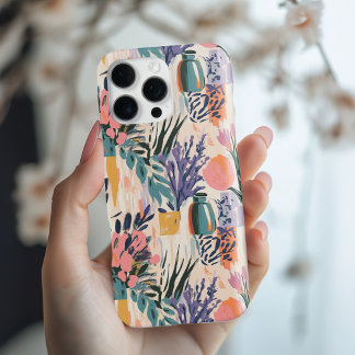 Abstract Floral Vase Art Design in Warm Pastels iPhone 16 Pro Max Case