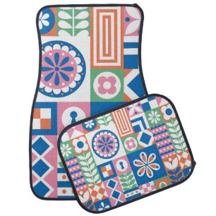 Abstract floral vintage pattern. Scandinavian and Car Floor Mat