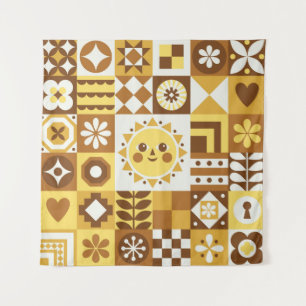 Abstract floral. Vintage Scandinavian and folk des Tapestry