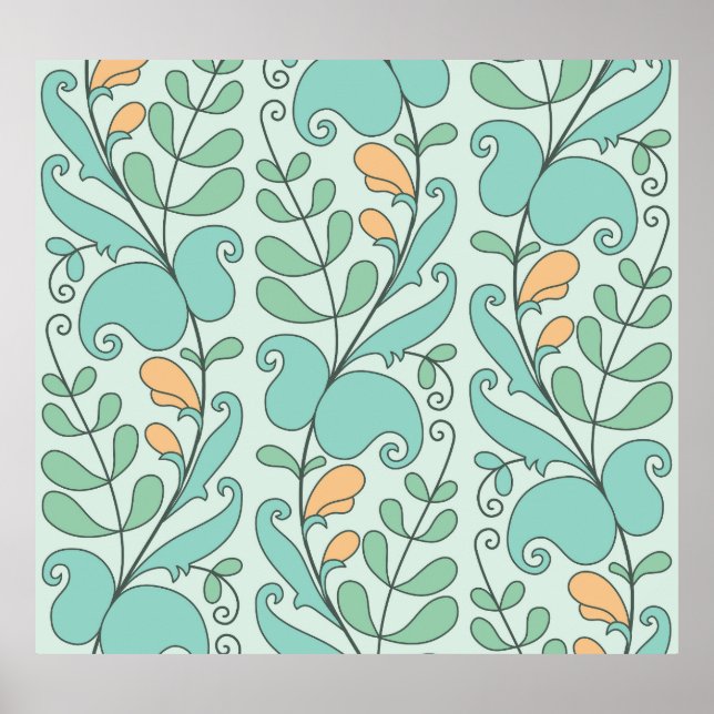 Abstract Floral: Vintage Seamless Pattern Poster (Front)