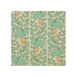 Abstract Floral: Vintage Seamless Pattern Wood Wall Art