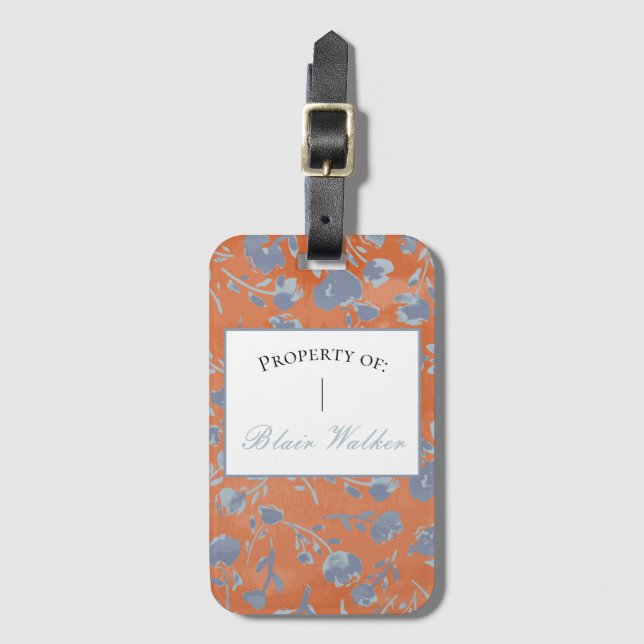 Abstract Floral Watercolor Acrylic Luggage Tag (Front Vertical)