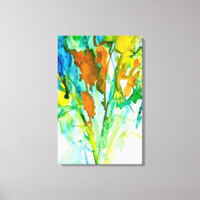 Abstract floral watercolor art canvas print (Front)