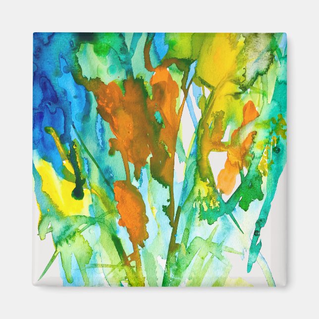Abstract floral watercolor art magnet (Front)