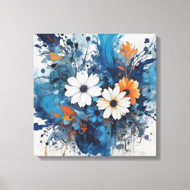 Abstract Floral Watercolor Burst  Canvas Print (Front)