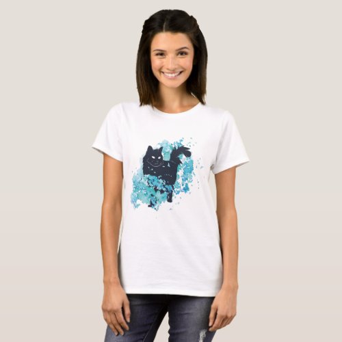 Abstract Floral Watercolor Cat kitty kitten T_Shirt