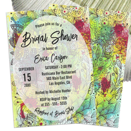 Abstract Floral Watercolor Line Art Bridal Shower