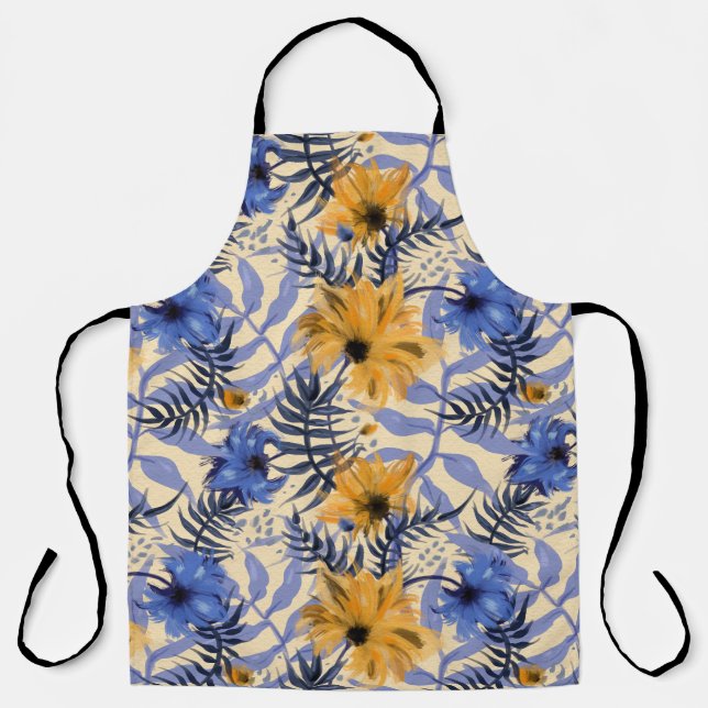 Abstract Floral: Watercolor Modern Pattern Apron (Front)