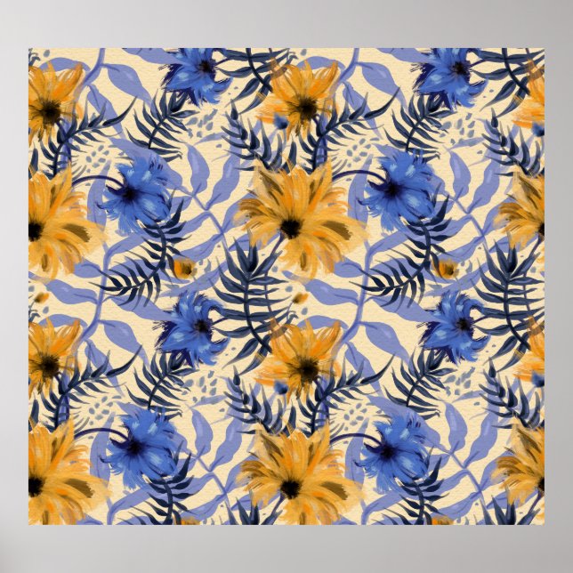 Abstract Floral: Watercolor Modern Pattern Poster (Front)