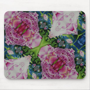 Abstract floral watercolor painting retro boho mouse pad