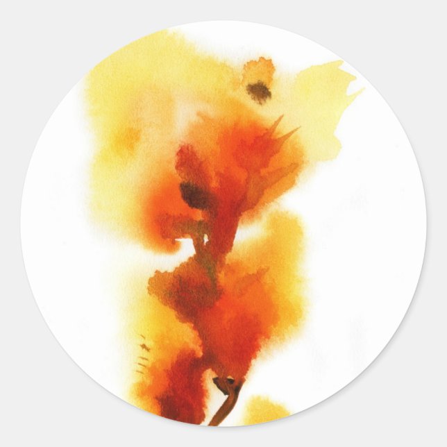 Abstract floral watercolor paintings 2 classic round sticker (Front)