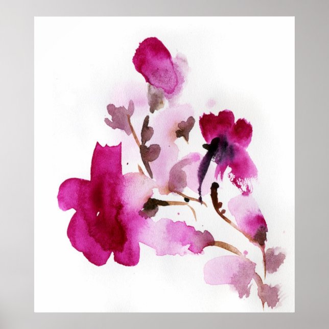 Abstract floral watercolor paintings 2 poster (Front)