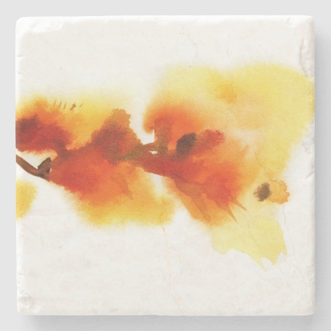 Abstract floral watercolor paintings 2 stone coaster (Front)