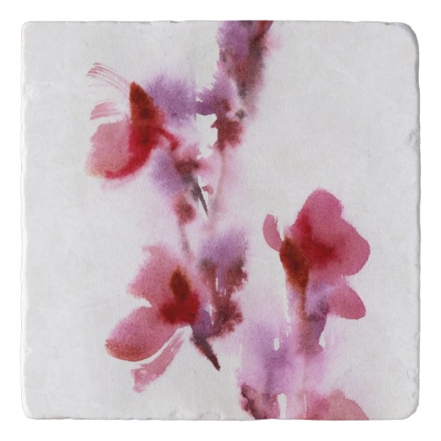 Abstract floral watercolor paintings 3 trivet (Front)