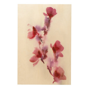 Abstract floral watercolor paintings 3 wood wall decor