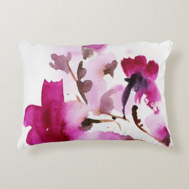 Abstract floral watercolor paintings 4 accent pillow (Front)