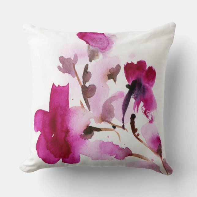 Abstract floral watercolor paintings 4 throw pillow (Front)