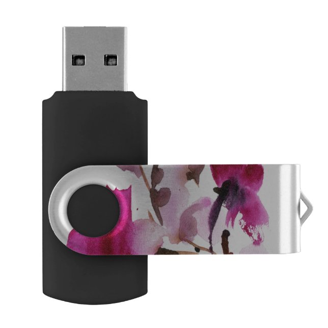 Abstract floral watercolor paintings 4 USB flash drive (Opened)
