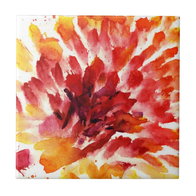 Abstract floral watercolor paintings 5 tile (Front)