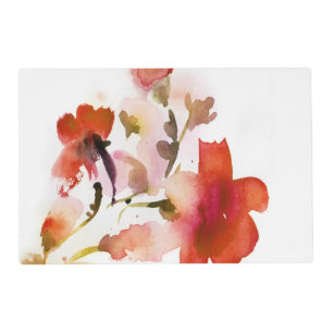 Abstract floral watercolor paintings placemat
