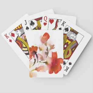 Abstract floral watercolor paintings poker cards