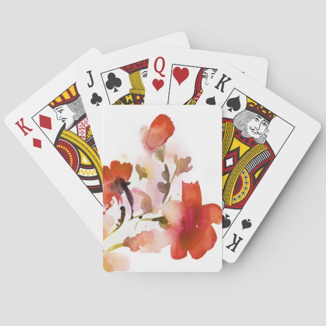 Abstract floral watercolor paintings poker cards (Back)