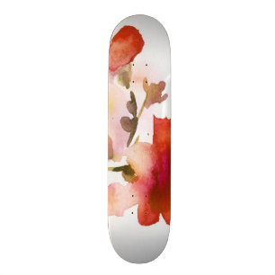 Abstract floral watercolor paintings skateboard