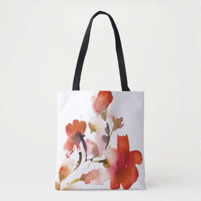 Abstract floral watercolor paintings tote bag (Front)
