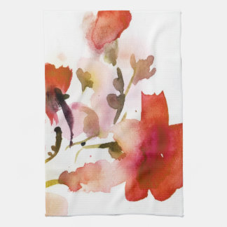 Abstract floral watercolor paintings towel