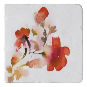 Abstract floral watercolor paintings trivet