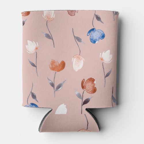 Abstract Floral Watercolor Pastel Seamless Can Cooler