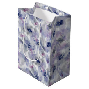 Abstract Floral Watercolor Pattern Lavender Blue Medium Gift Bag