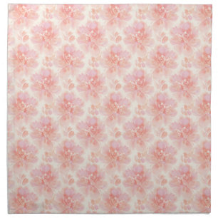 Abstract Floral Watercolor Pattern Peach and Pink Cloth Napkin