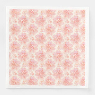 Abstract Floral Watercolor Pattern Peach and Pink Paper Dinner Napkins
