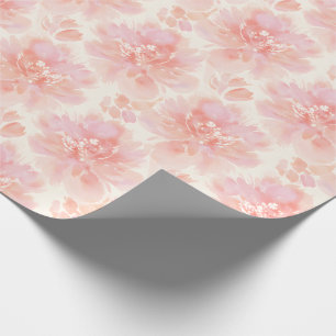 Abstract Floral Watercolor Pattern Peach and Pink Wrapping Paper