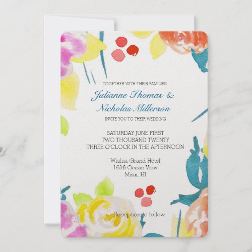 Abstract Floral Watercolor Wedding Invitation