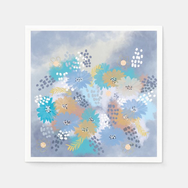 Abstract floral wedding napkins (Front)
