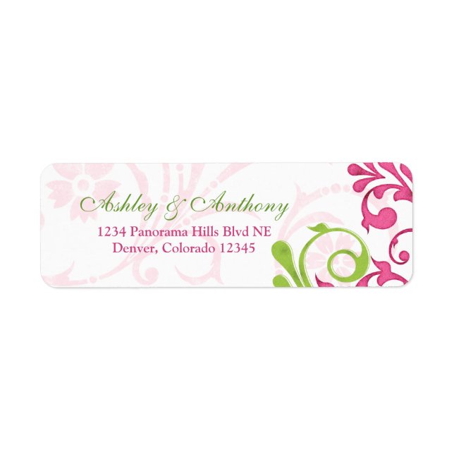 Abstract Floral Wedding Return Address Labels (Front)