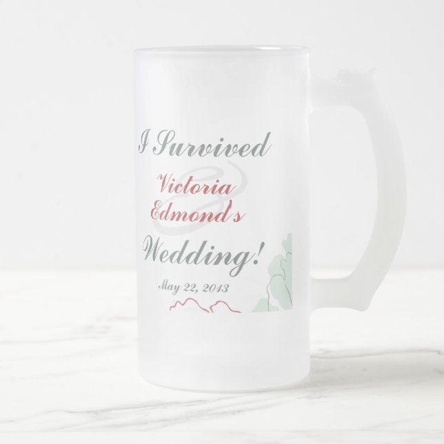 Abstract Floral Wedding Souvenir Frosted Glass Beer Mug (Right)