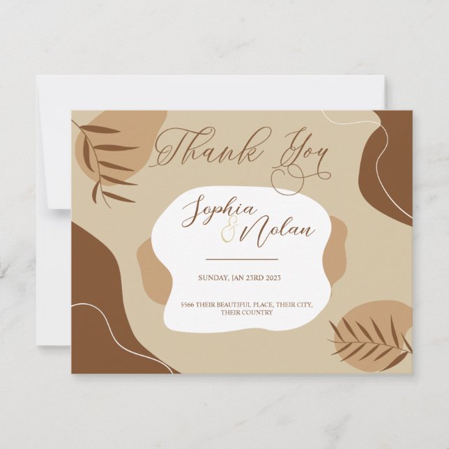 Abstract Floral Wedding Thank You Card (Front)