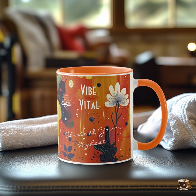 Abstract floral wellness art in warm earthy tones  mug (Creator Uploaded)