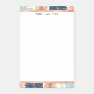 Abstract Floral with Rose Gold Border Post-it Notes