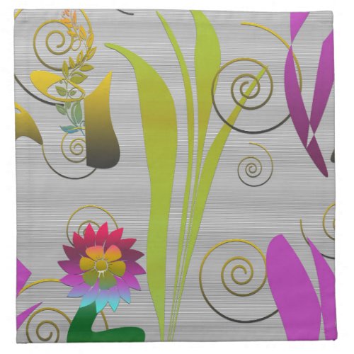 Abstract Floral with Spirals 2 Cloth Napkin