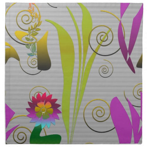 Abstract Floral with Spirals 2 Cloth Napkin